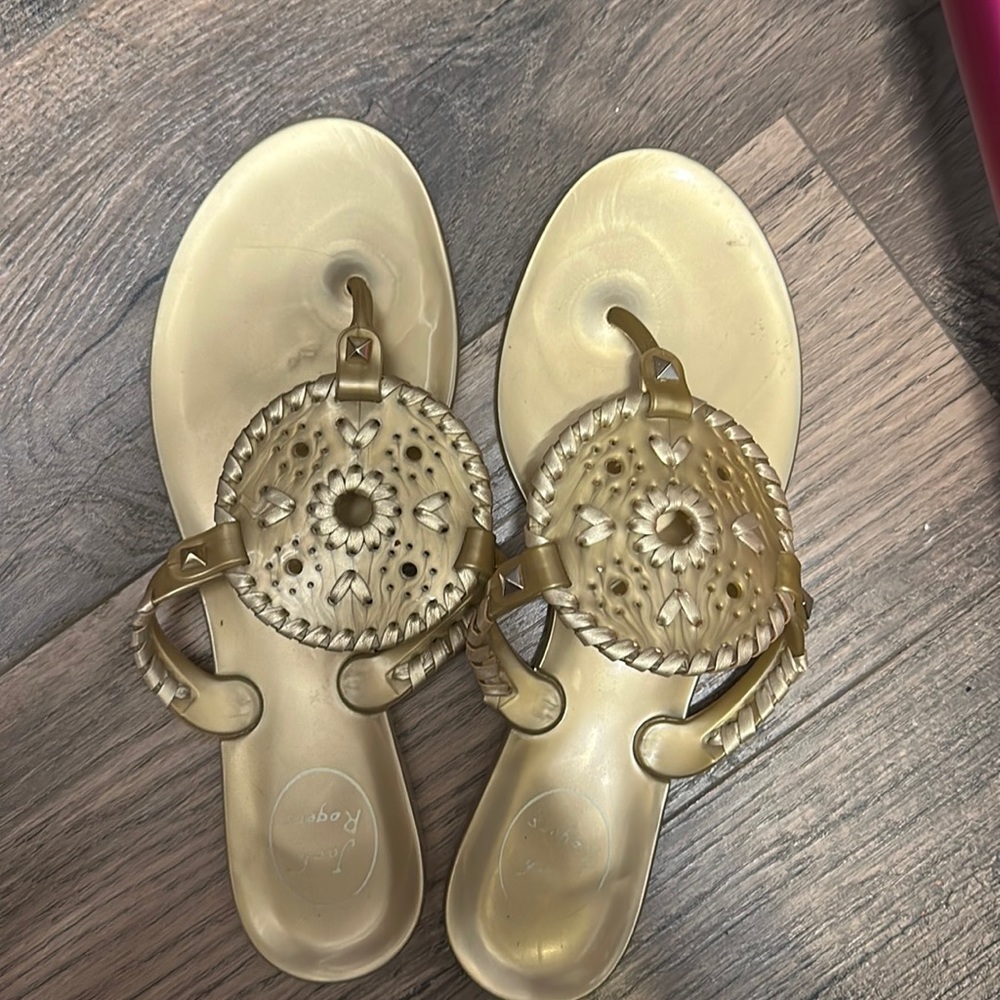Gold jelly jack rogers sandals